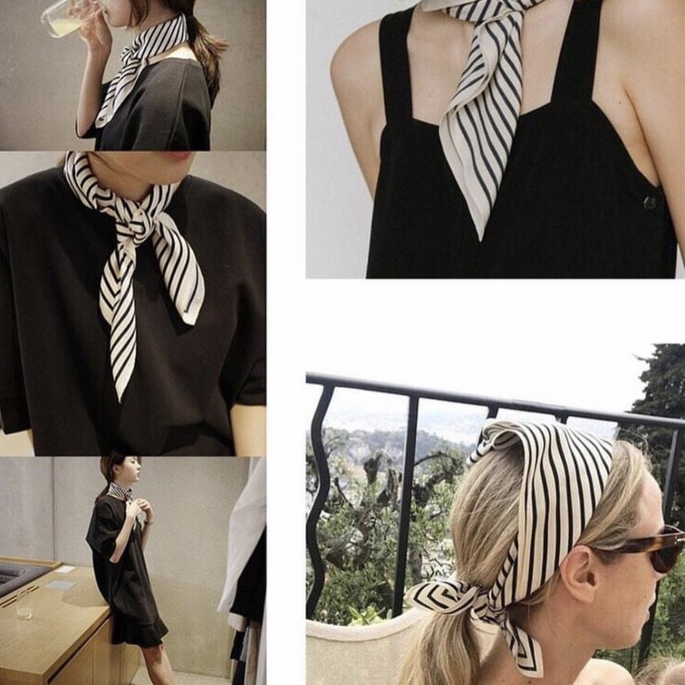 🧣🤍modern art geometric silky scarf - Picture 4 of 8